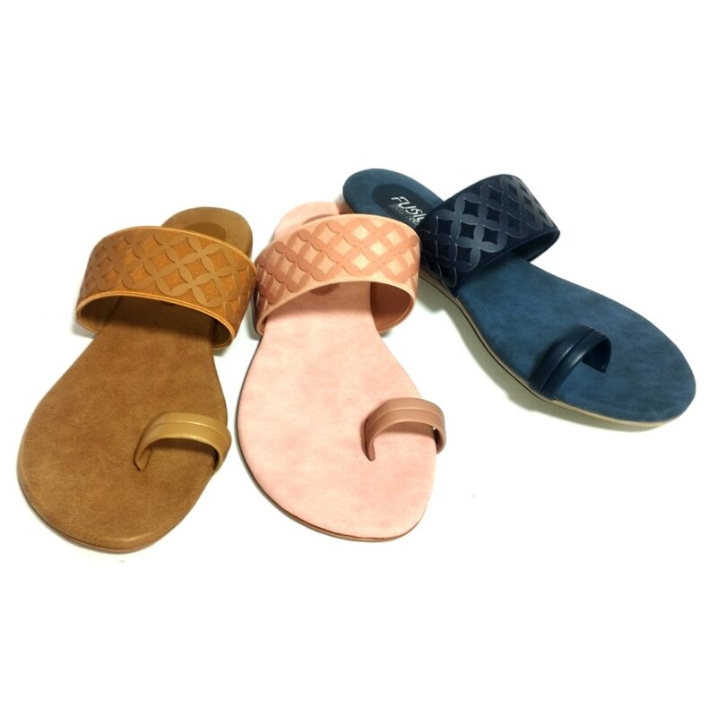 Ladies slippers with PVC sole, PU/synthetic upper, and insole, featuring fashionable design and premium materials from Fusion Seller by Samson Manufactures