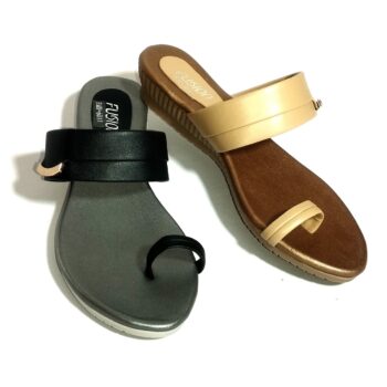 Ladies slippers with PVC sole, PU/synthetic upper, and insole, featuring fashionable design and premium materials from Fusion Seller by Samson Manufactures