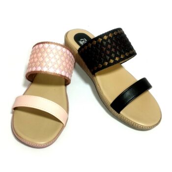 Ladies slippers with PVC sole, PU/synthetic upper, and insole, featuring fashionable design and premium materials from Fusion Seller by Samson Manufactures