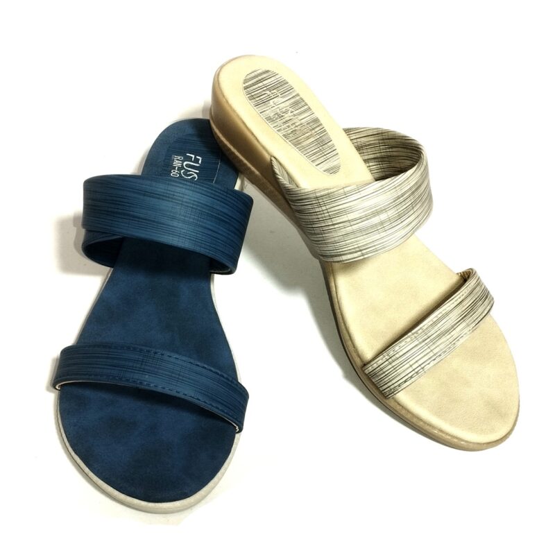 Ladies slippers with PVC sole, PU/synthetic upper, and insole, featuring fashionable design and premium materials from Fusion Seller by Samson Manufactures